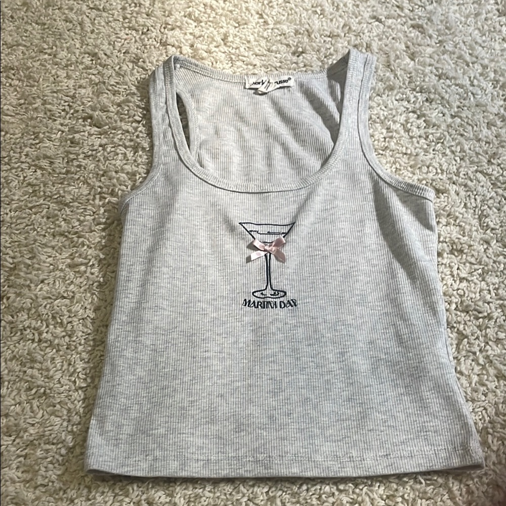 Charlotte Russe Gray Fitted Crop Tank Top